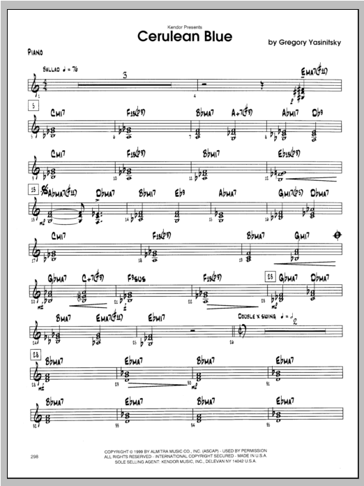 Download Yasinitsky Cerulean Blue - Piano Sheet Music