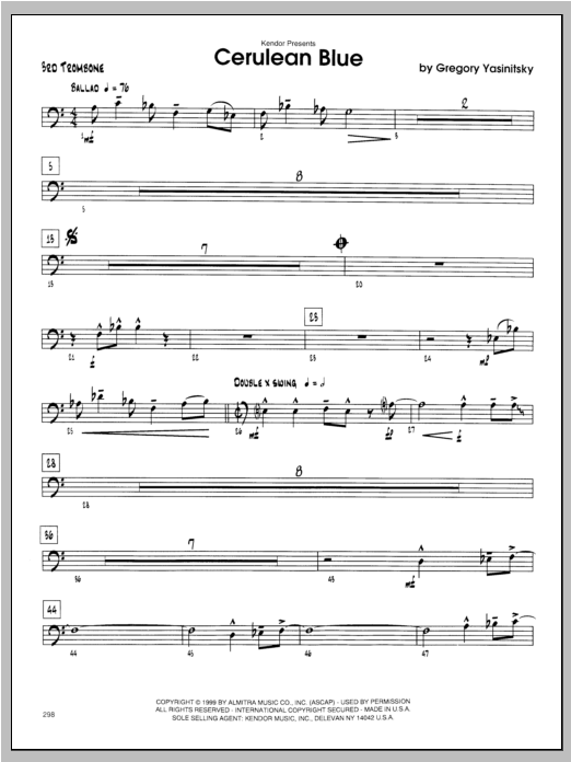 Download Yasinitsky Cerulean Blue - Trombone 3 Sheet Music