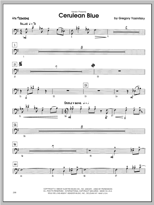 Download Yasinitsky Cerulean Blue - Trombone 4 Sheet Music