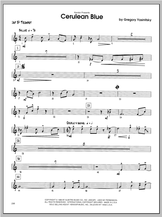 Download Yasinitsky Cerulean Blue - Trumpet 1 Sheet Music