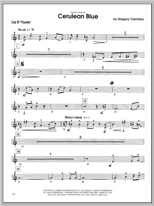Download Yasinitsky Cerulean Blue - Trumpet 2 Sheet Music