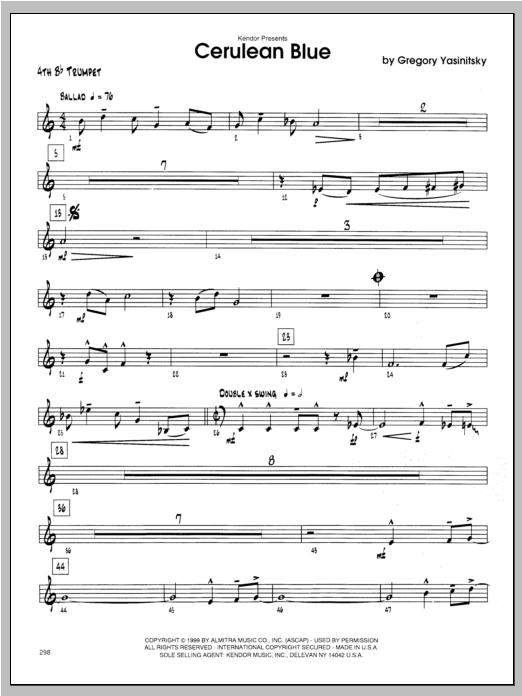 Download Yasinitsky Cerulean Blue - Trumpet 4 Sheet Music