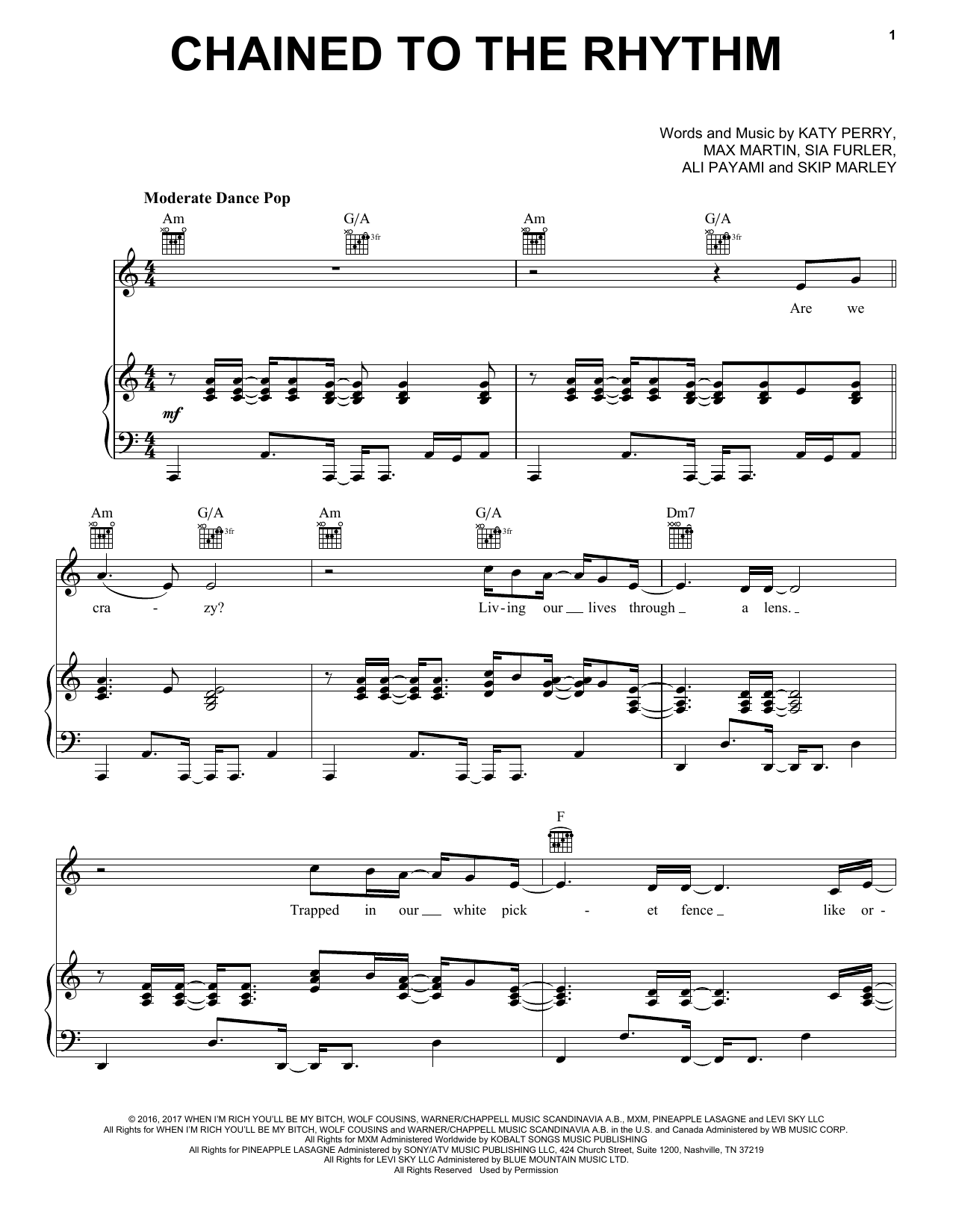 Download Katy Perry Chained To The Rhythm Sheet Music