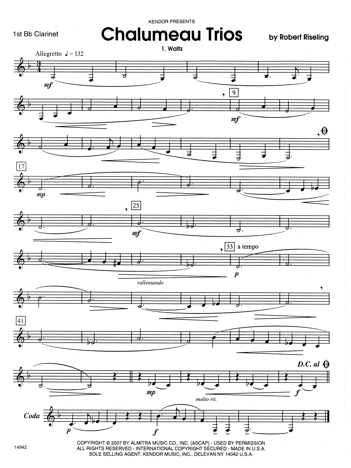 Download Riseling Chalumeau Trios - 1st Bb Clarinet Sheet Music