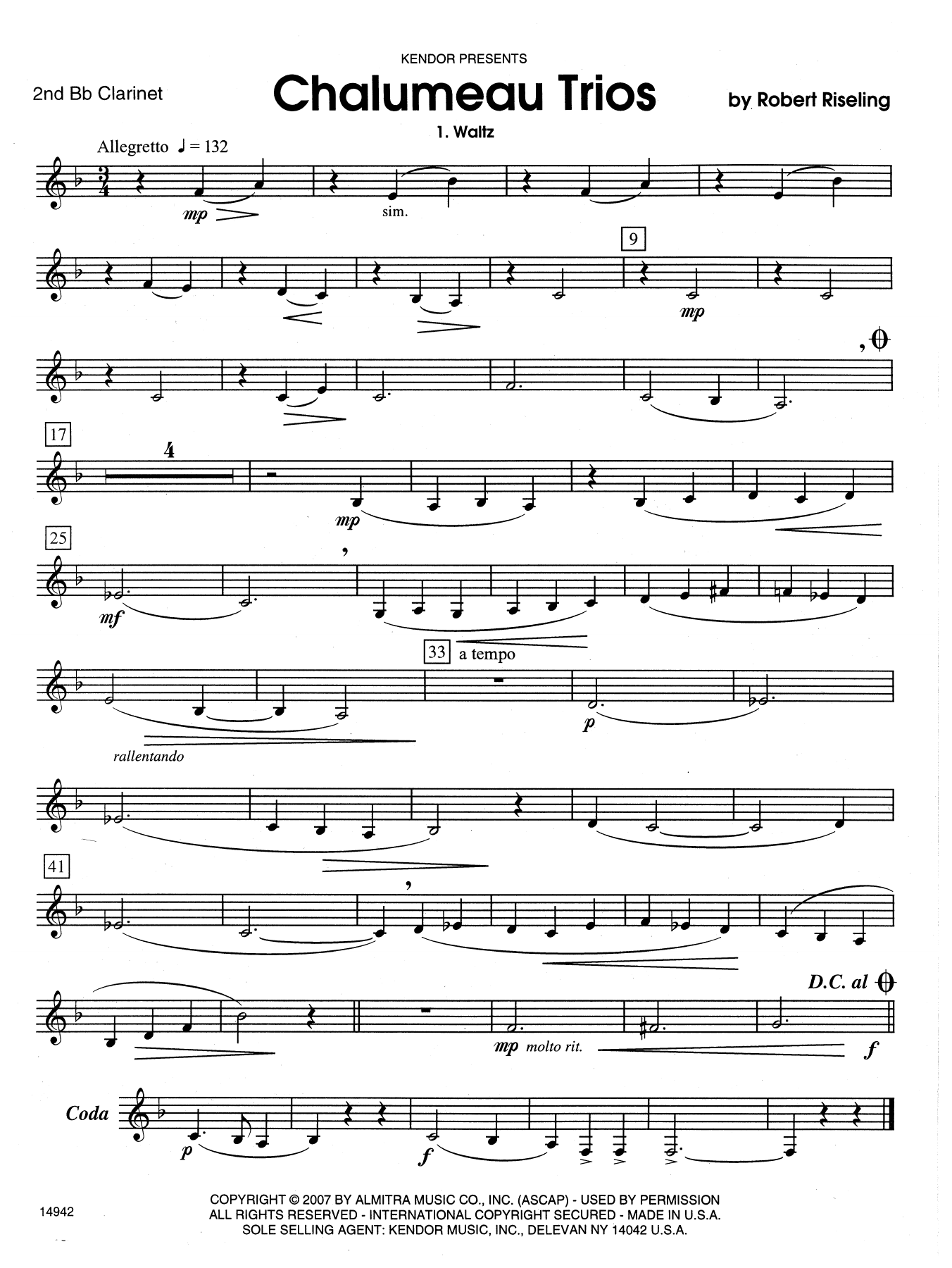 Download Riseling Chalumeau Trios - 2nd Bb Clarinet Sheet Music