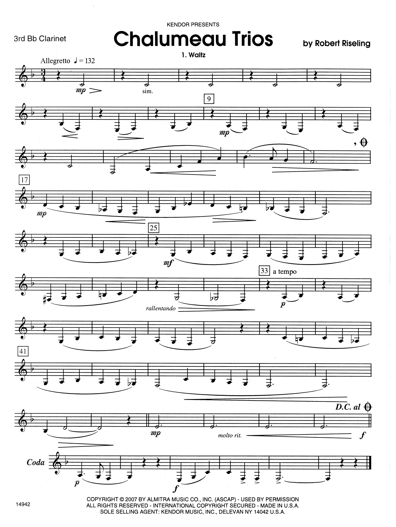 Download Riseling Chalumeau Trios - 3rd Bb Clarinet Sheet Music