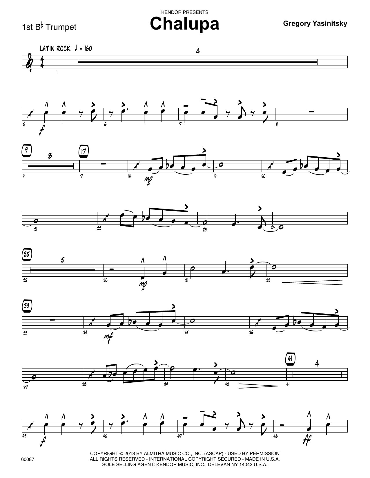 Download Gregory Yasinitsky Chalupa - 1st Bb Trumpet Sheet Music