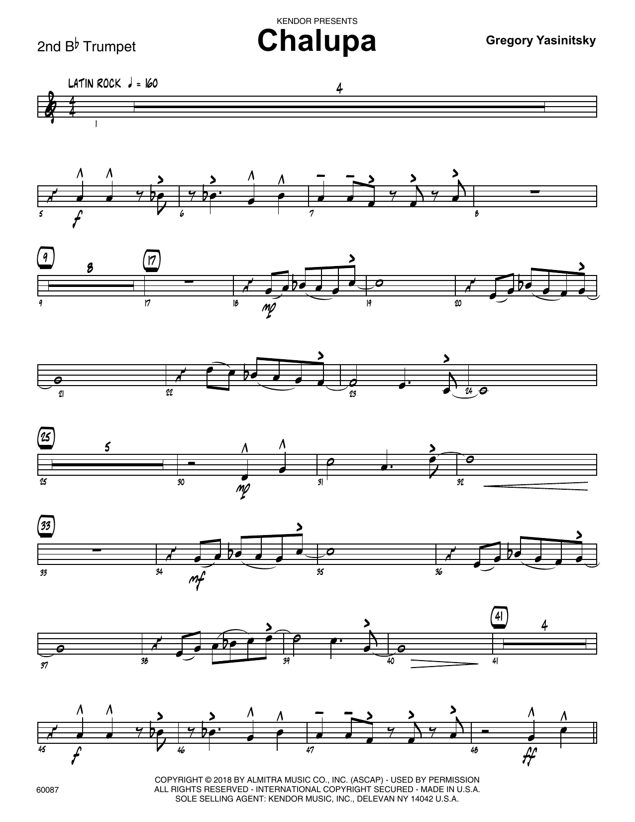 Download Gregory Yasinitsky Chalupa - 2nd Bb Trumpet Sheet Music