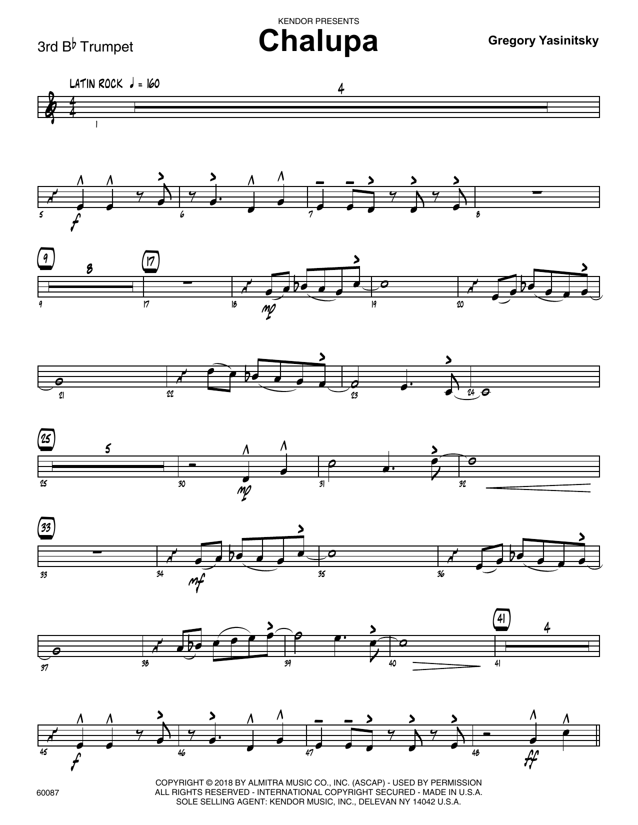 Download Gregory Yasinitsky Chalupa - 3rd Bb Trumpet Sheet Music
