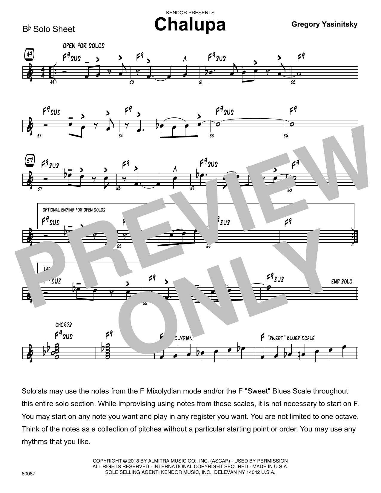Download Gregory Yasinitsky Chalupa - Bb Solo Sheet Sheet Music
