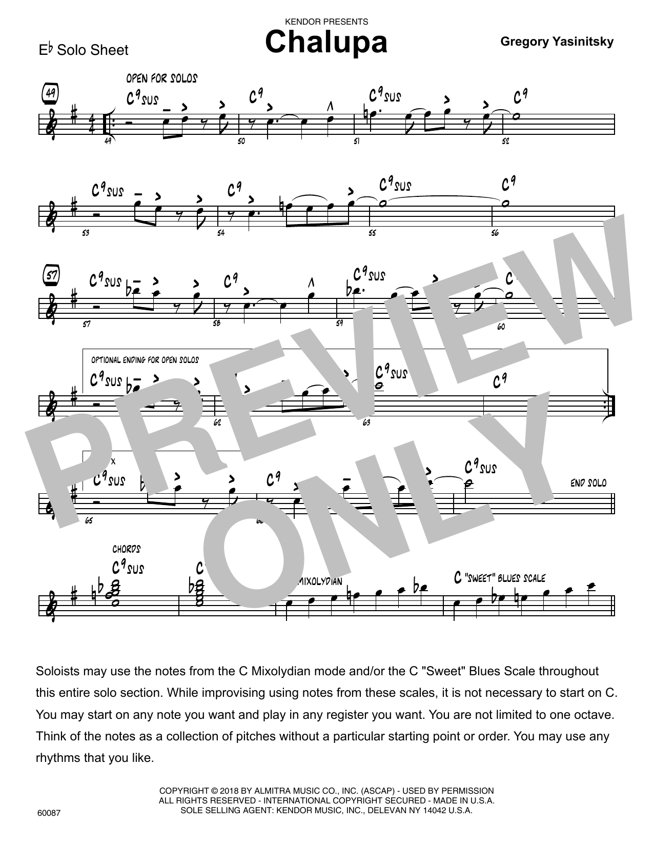 Download Gregory Yasinitsky Chalupa - Eb Solo Sheet Sheet Music