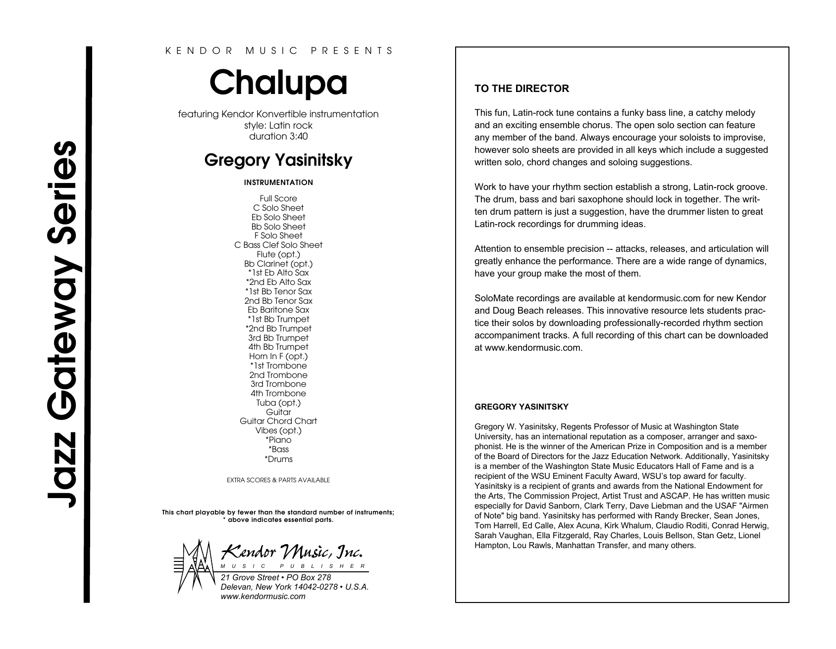 Download Gregory Yasinitsky Chalupa - Full Score Sheet Music