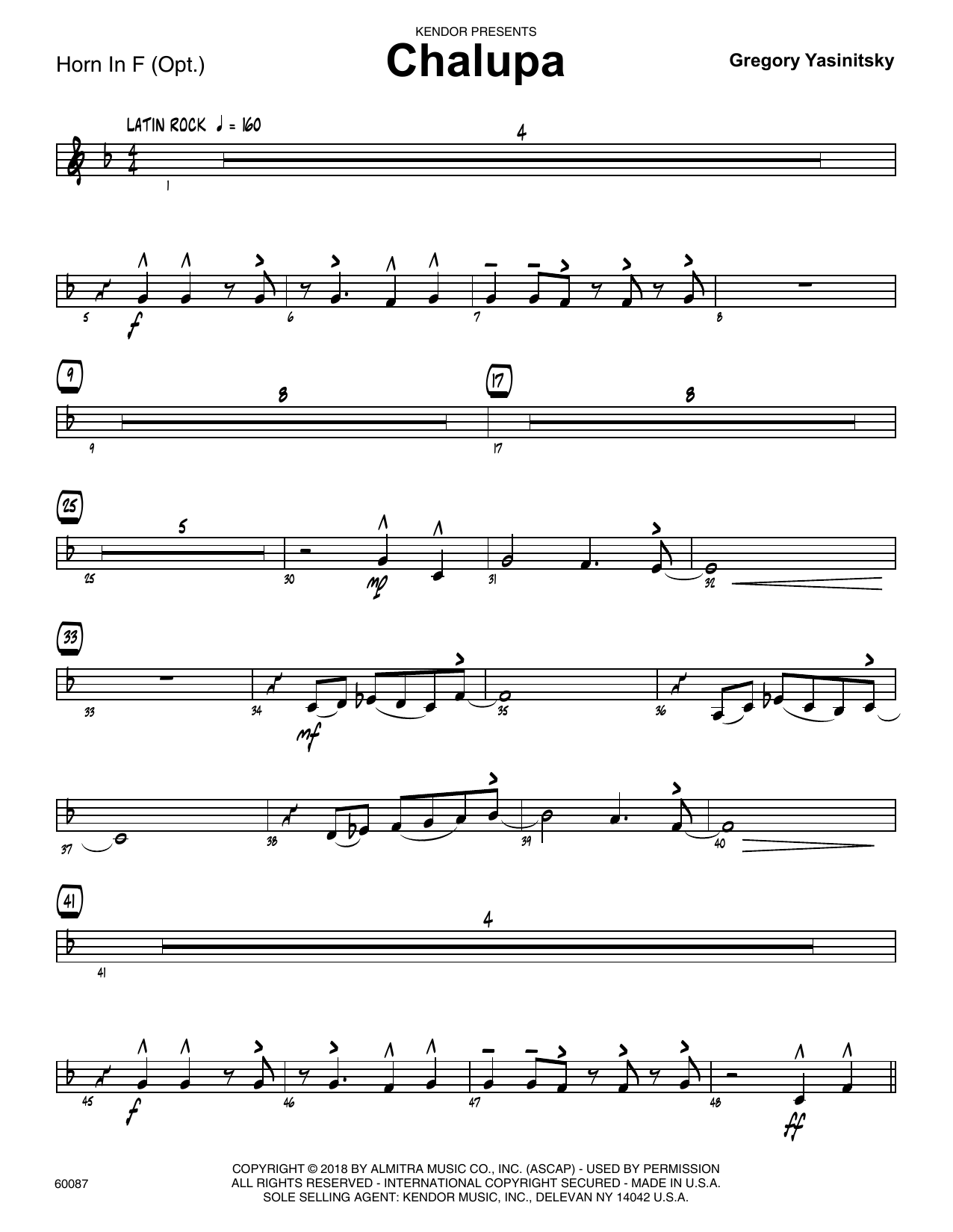 Download Gregory Yasinitsky Chalupa - Horn in F Sheet Music