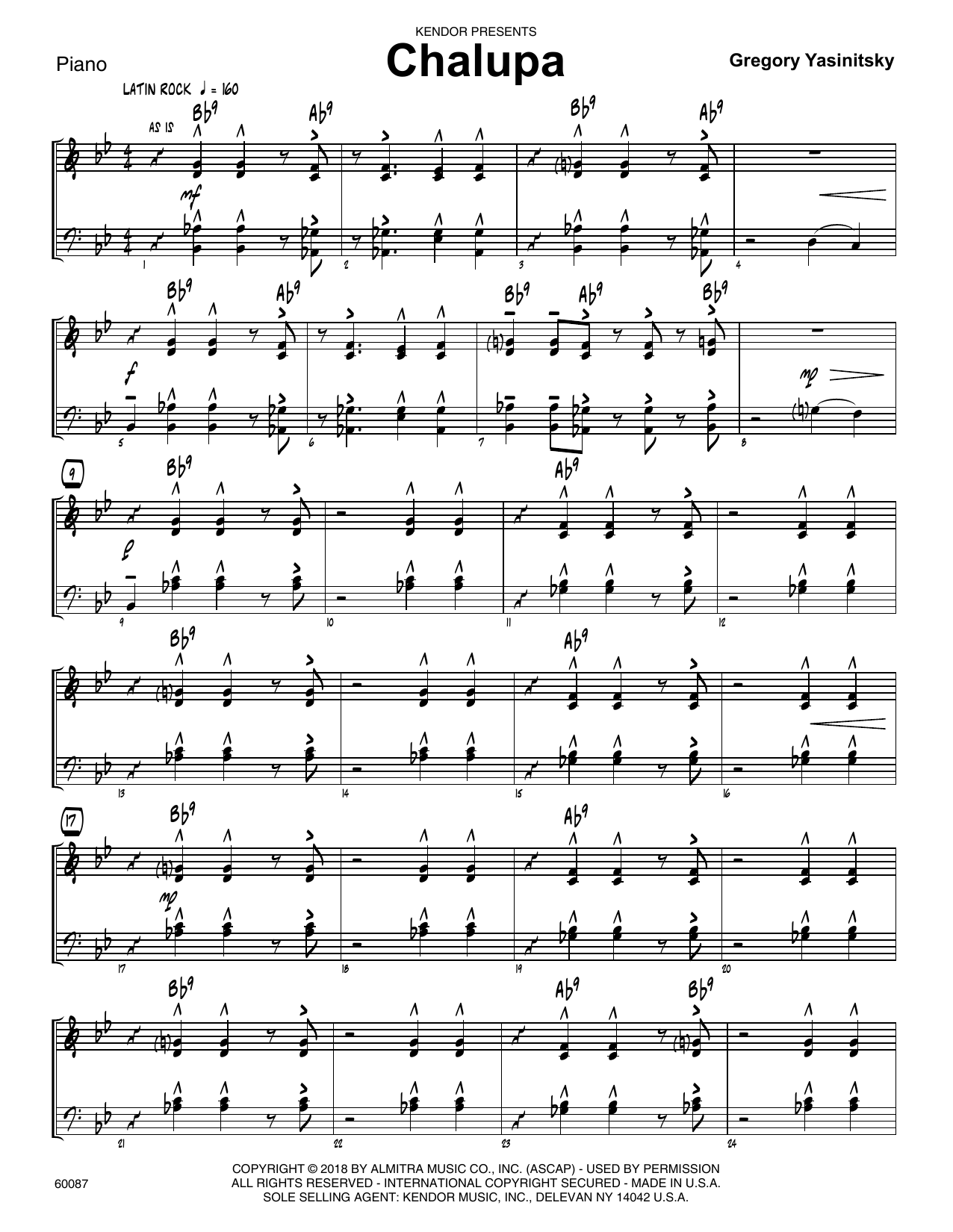 Download Gregory Yasinitsky Chalupa - Piano Sheet Music