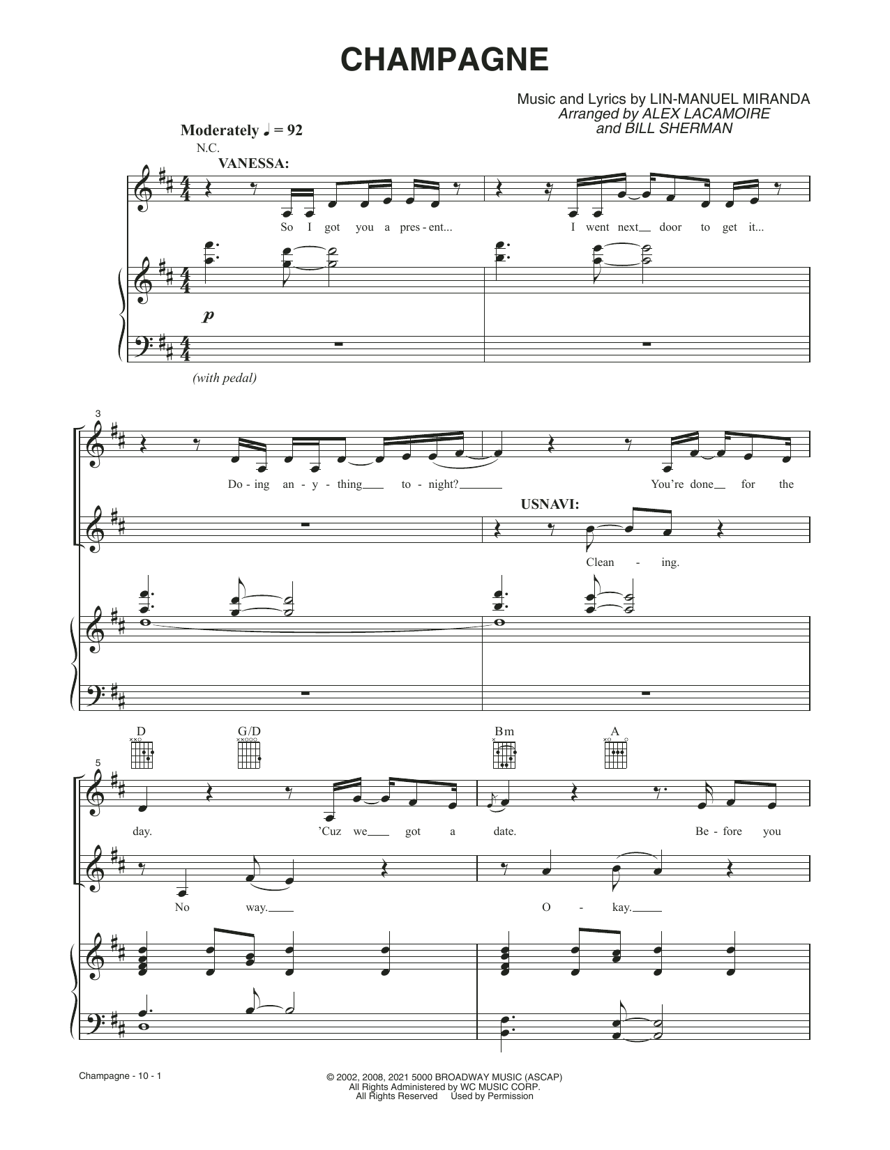 Download Lin-Manuel Miranda Champagne (from the Motion Picture In T Sheet Music
