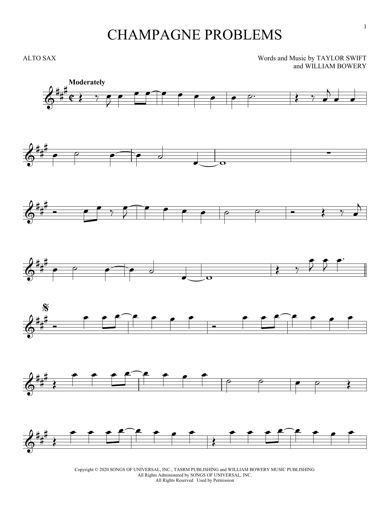 Download Taylor Swift champagne problems Sheet Music