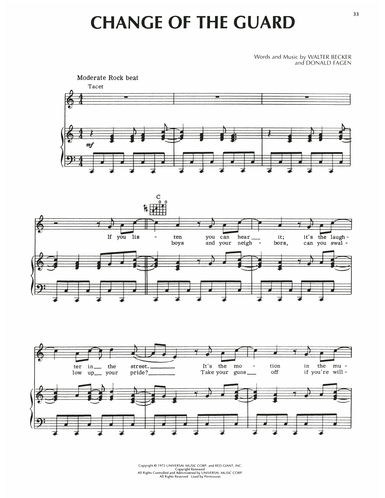 Download Steely Dan Change Of The Guard Sheet Music