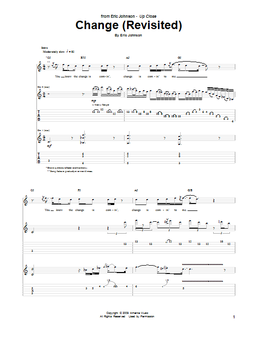 Download Eric Johnson Change (Revisited) Sheet Music