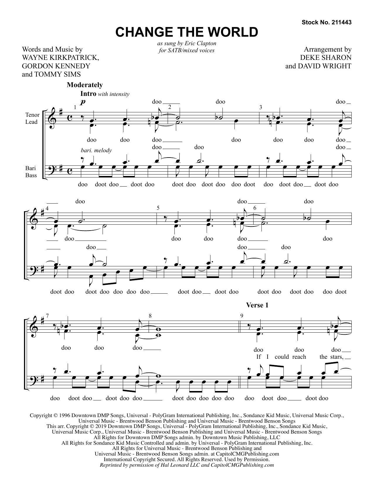 Download Eric Clapton Change The World (arr. Deke Sharon and Sheet Music