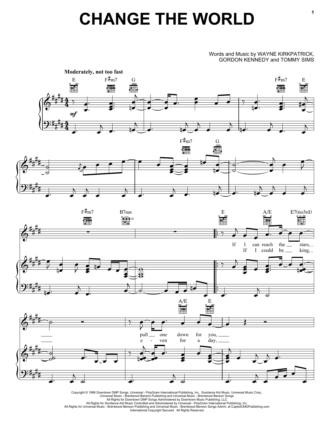 Eric Clapton with Wynonna Change The World sheet music notes printable PDF score