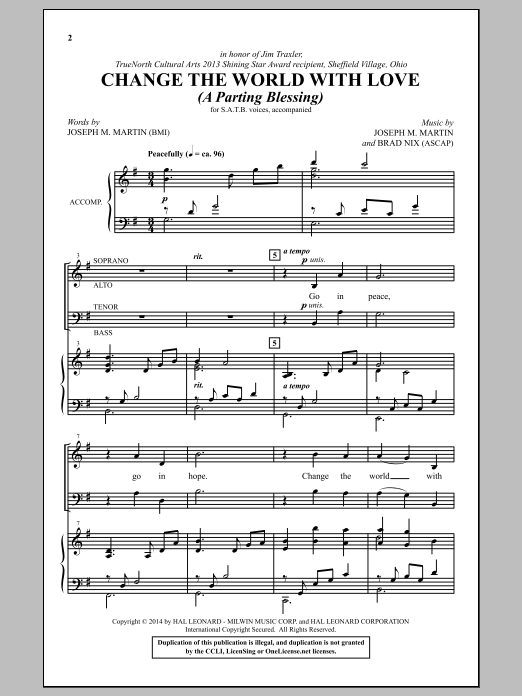 Download Joseph M. Martin Change The World With Love (A Parting B Sheet Music
