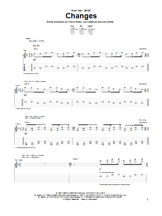Download Yes Changes Sheet Music