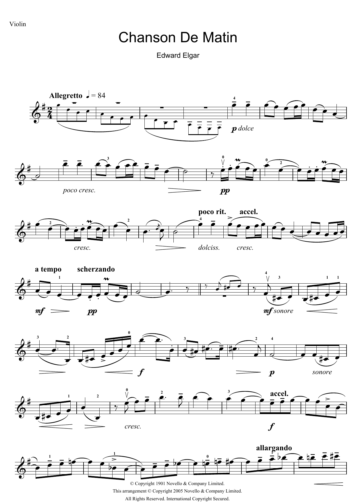 Download Edward Elgar Chanson De Matin Opus 15, No. 2 Sheet Music
