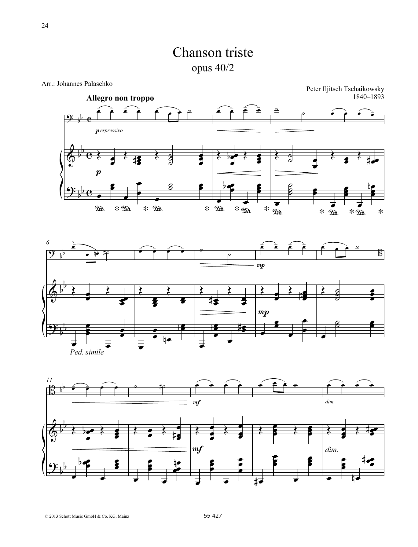 Download Pyotr Il'yich Tchaikovsky Chanson Triste Sheet Music