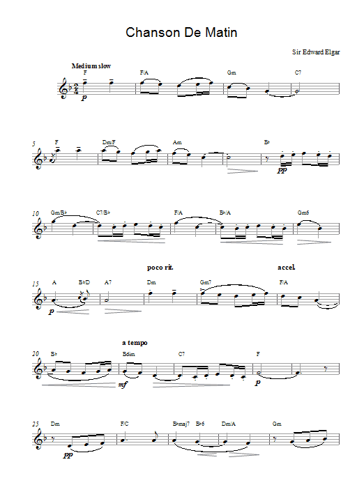 Edward Elgar Chanson De Matin Opus 15, No. 2 sheet music notes printable PDF score