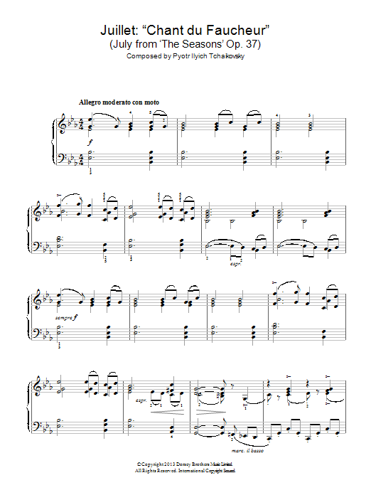 Download Pyotr Ilyich Tchaikovsky Chant du faucheur (July from 'The Seaso Sheet Music