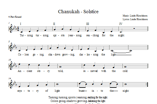 Linda Hirschhorn Chanukah - Solstice sheet music notes printable PDF score