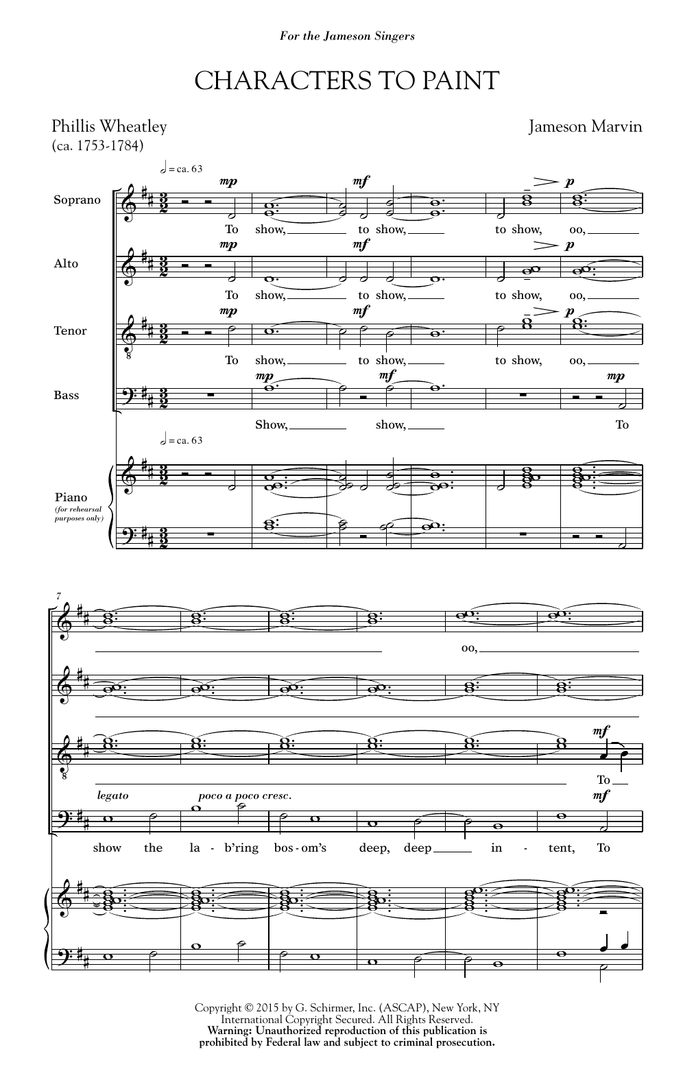 Download Jameson Marvin Characters To Paint Sheet Music