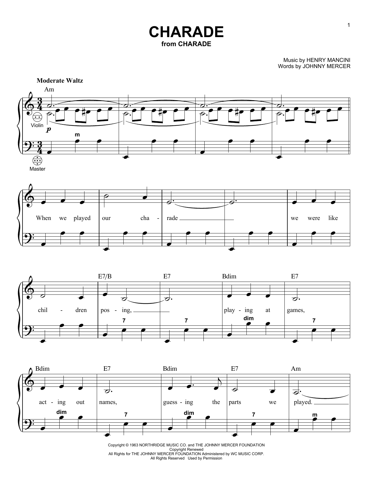 Download Henry Mancini Charade Sheet Music
