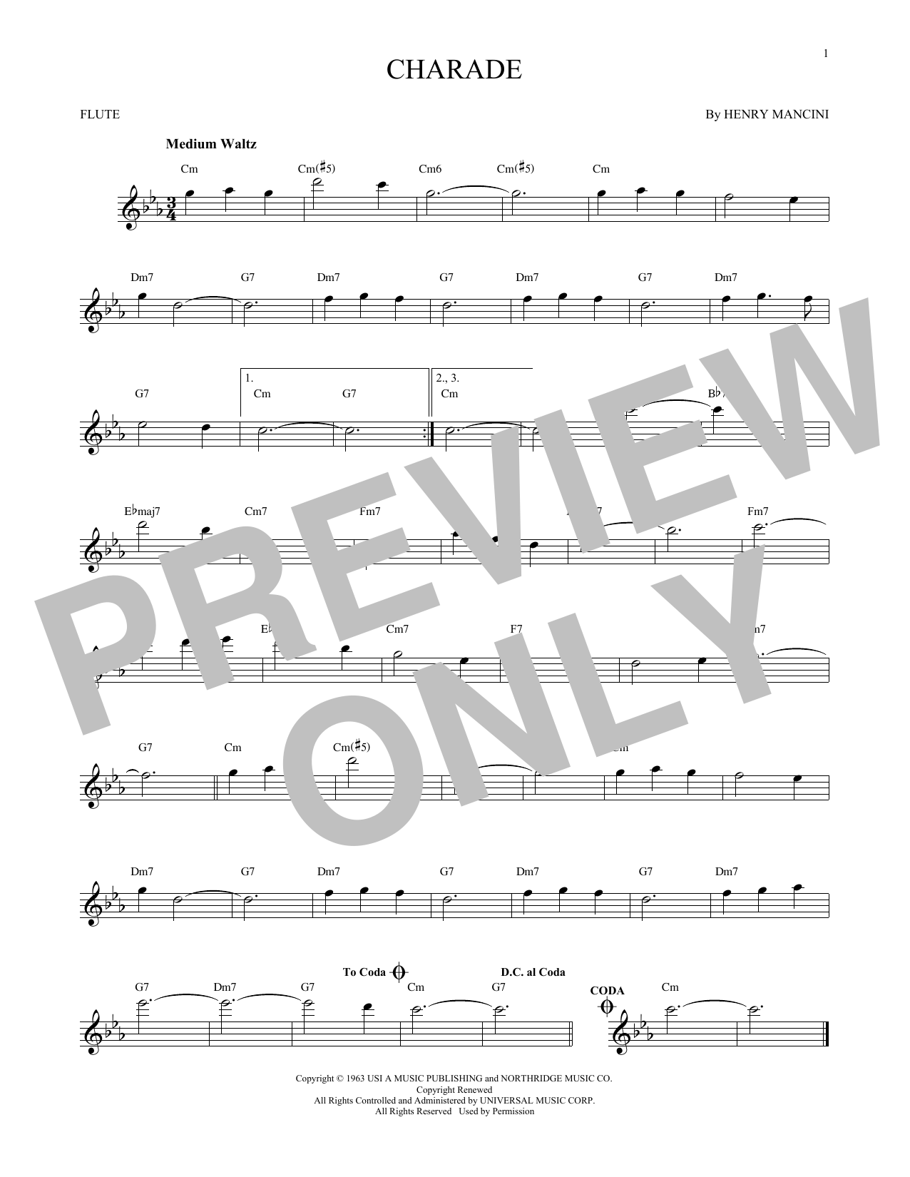 Download Henry Mancini Charade Sheet Music