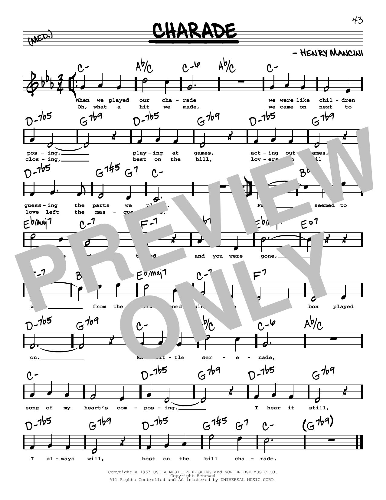 Download Henry Mancini Charade (High Voice) Sheet Music