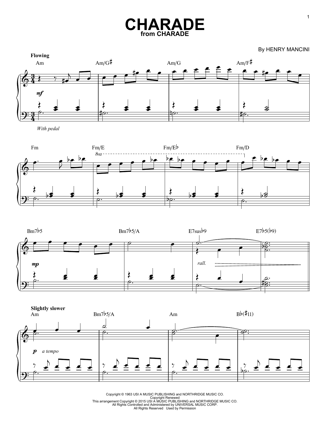 Download Henry Mancini Charade [Jazz version] (arr. Brent Edst Sheet Music