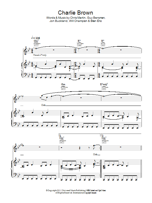 Download Coldplay Charlie Brown Sheet Music