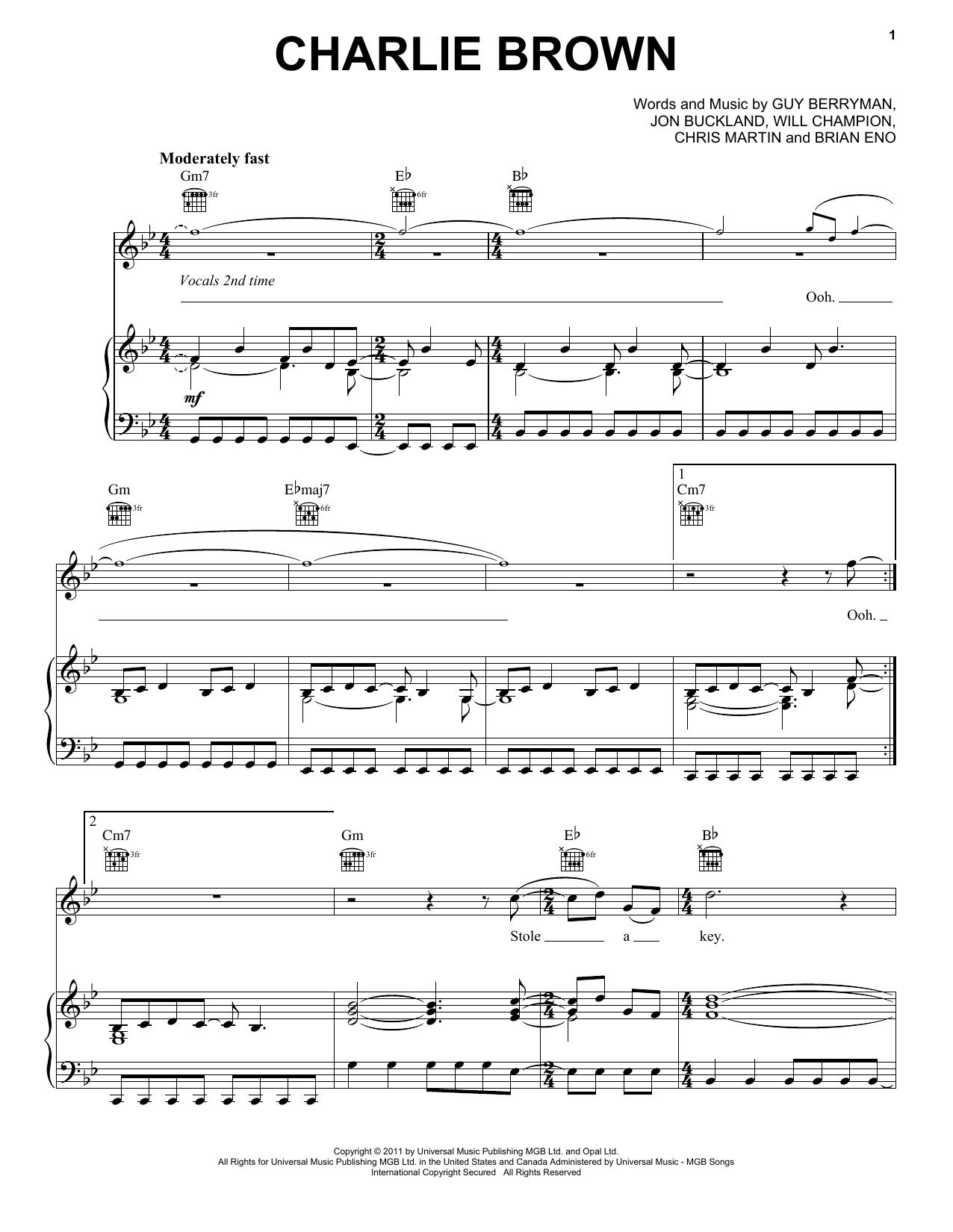 Download Coldplay Charlie Brown Sheet Music
