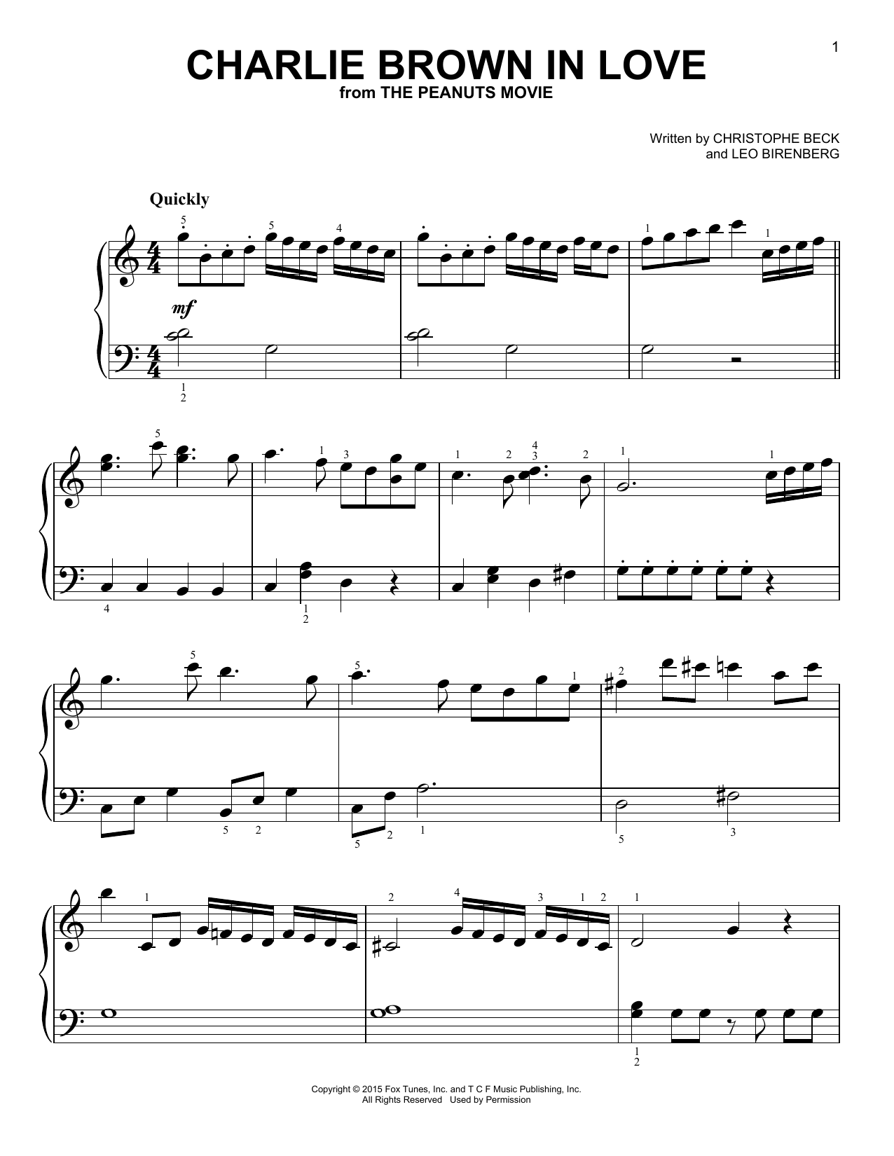 Download Christophe Beck Charlie Brown In Love Sheet Music