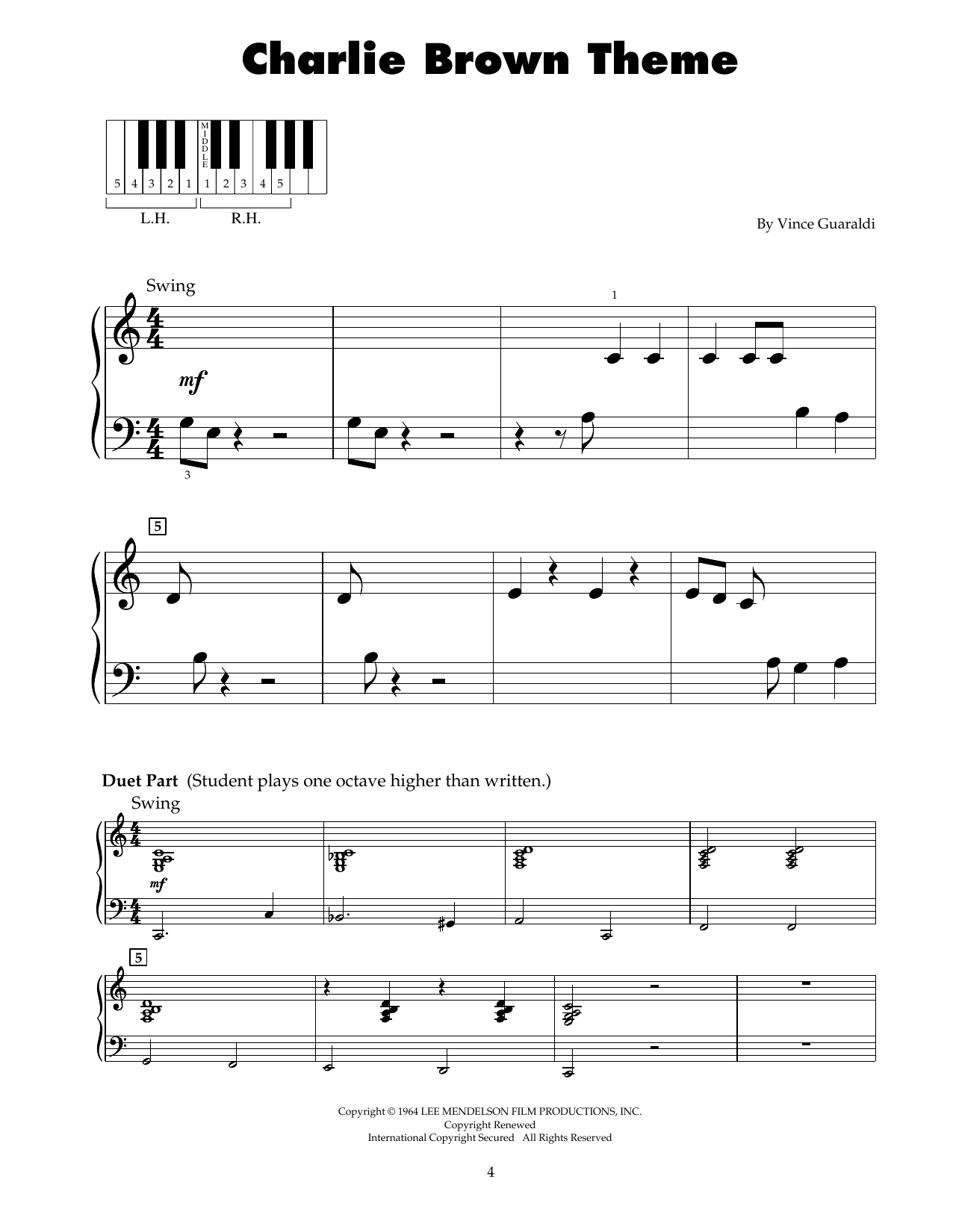 Download Vince Guaraldi Charlie Brown Theme Sheet Music