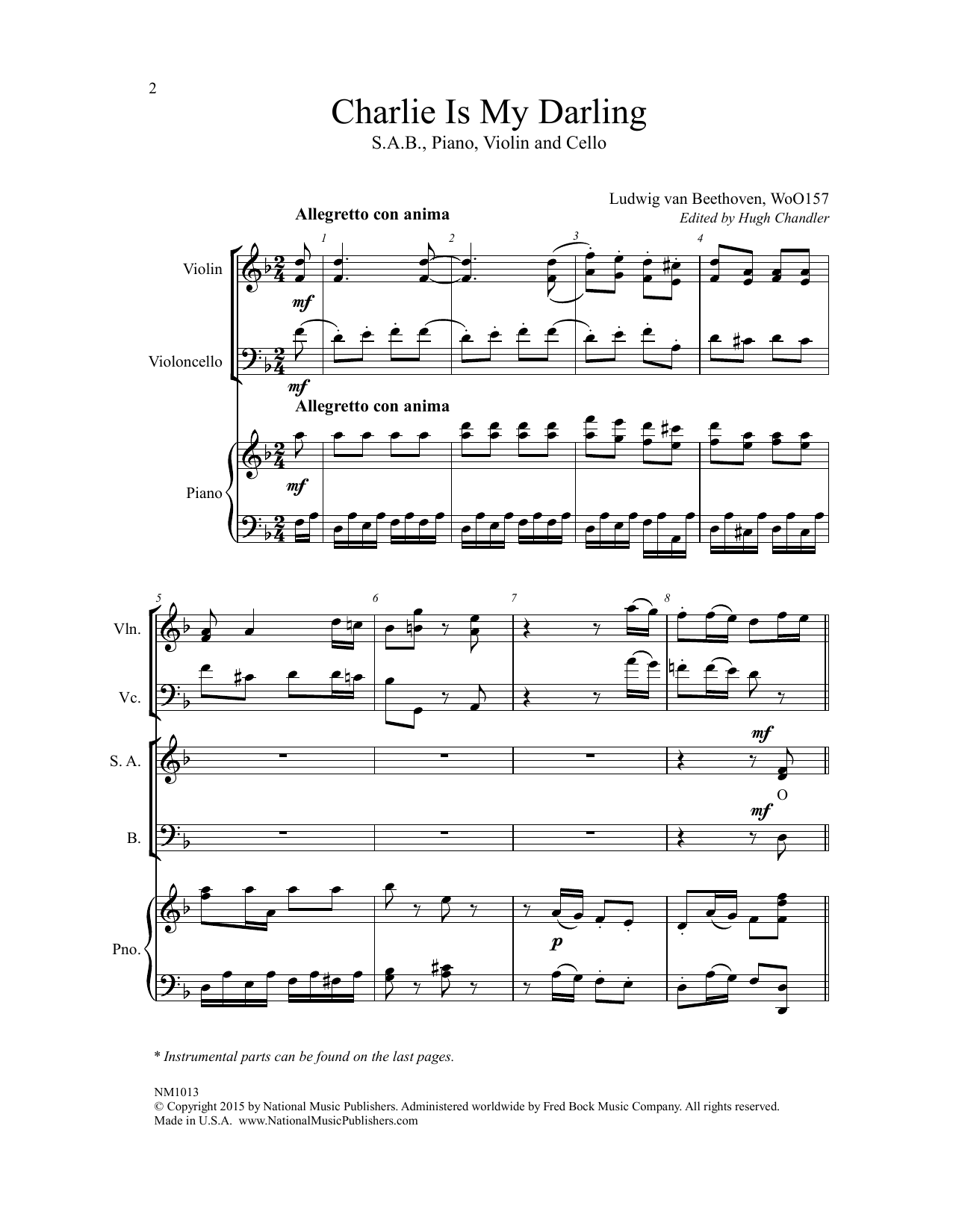 Download Ludwig van Beethoven Charlie Is My Darling (ed. Hugh Chandle Sheet Music