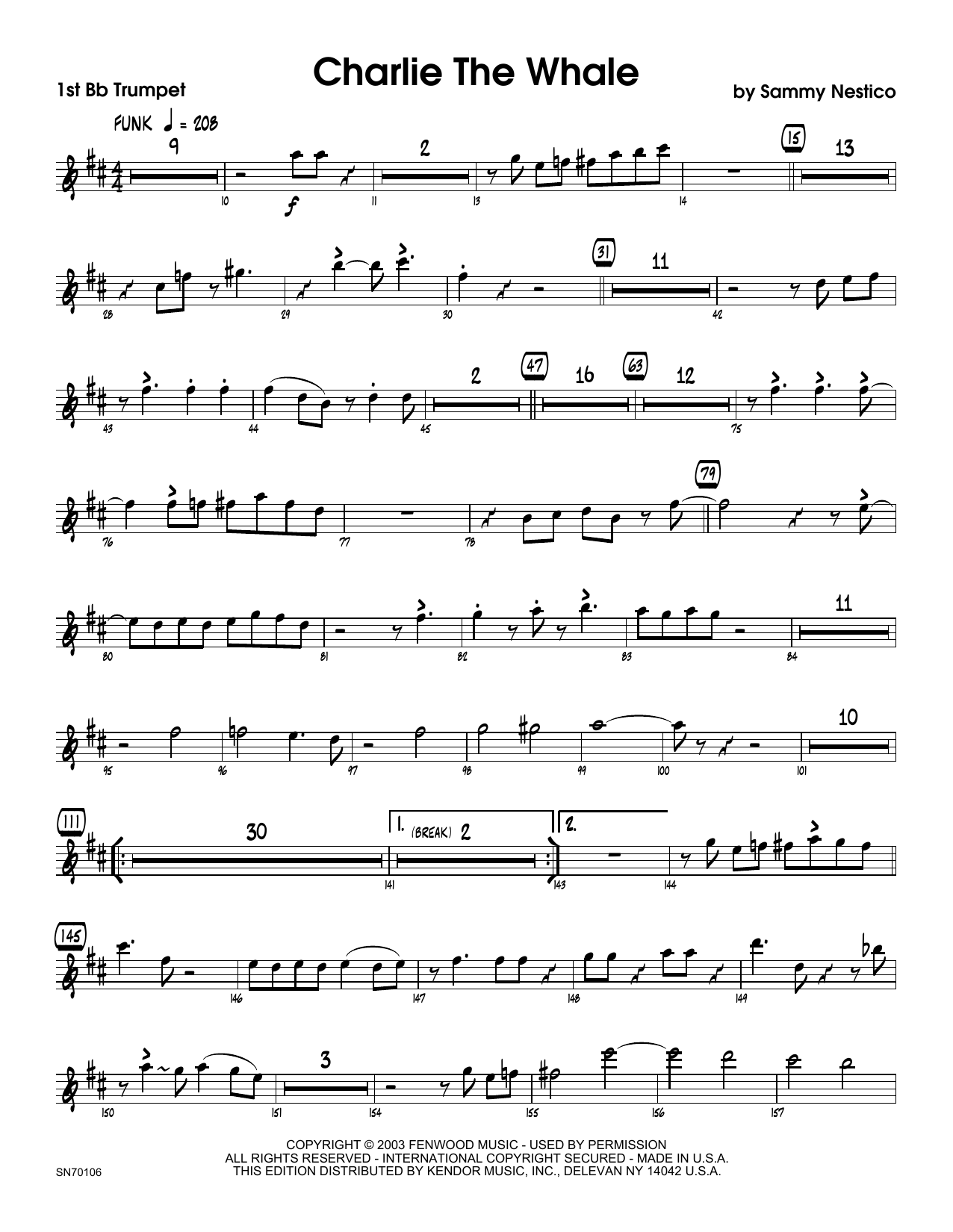 Download Sammy Nestico Charlie The Whale - 1st Bb Trumpet Sheet Music