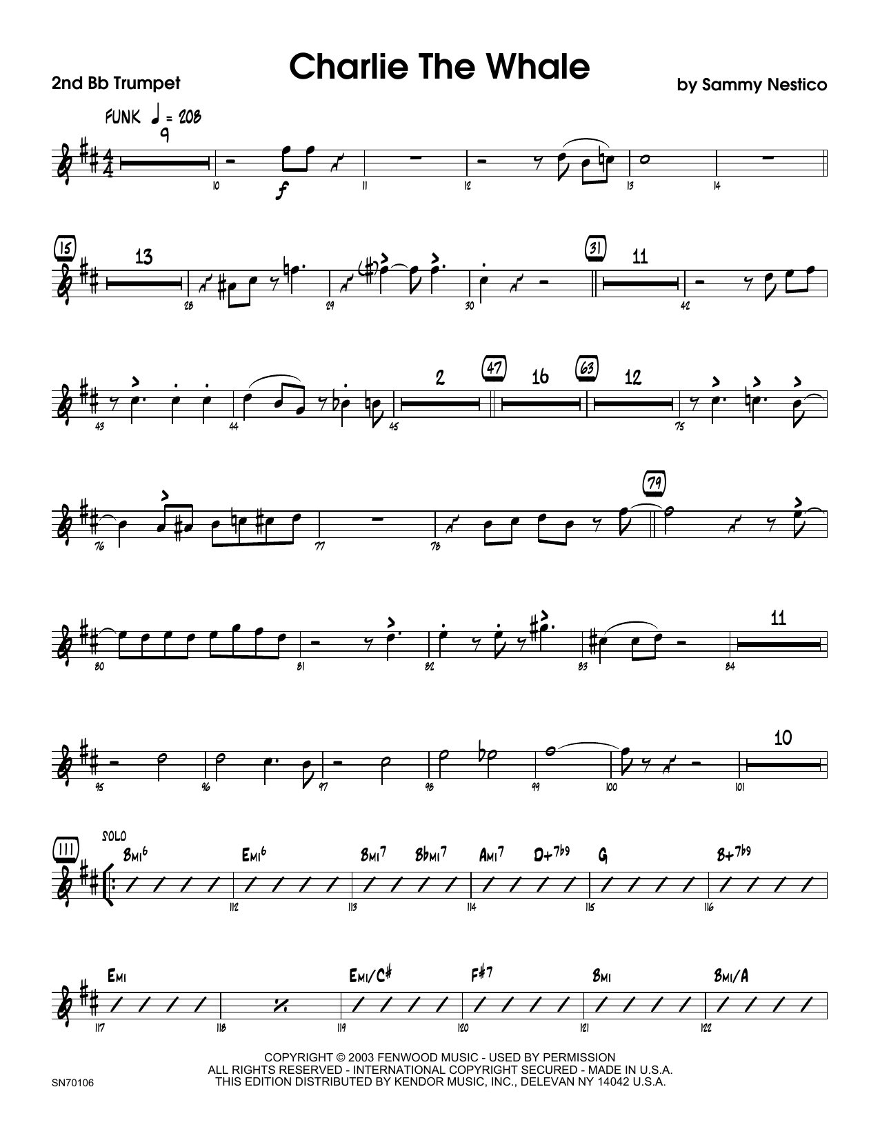 Download Sammy Nestico Charlie The Whale - 2nd Bb Trumpet Sheet Music