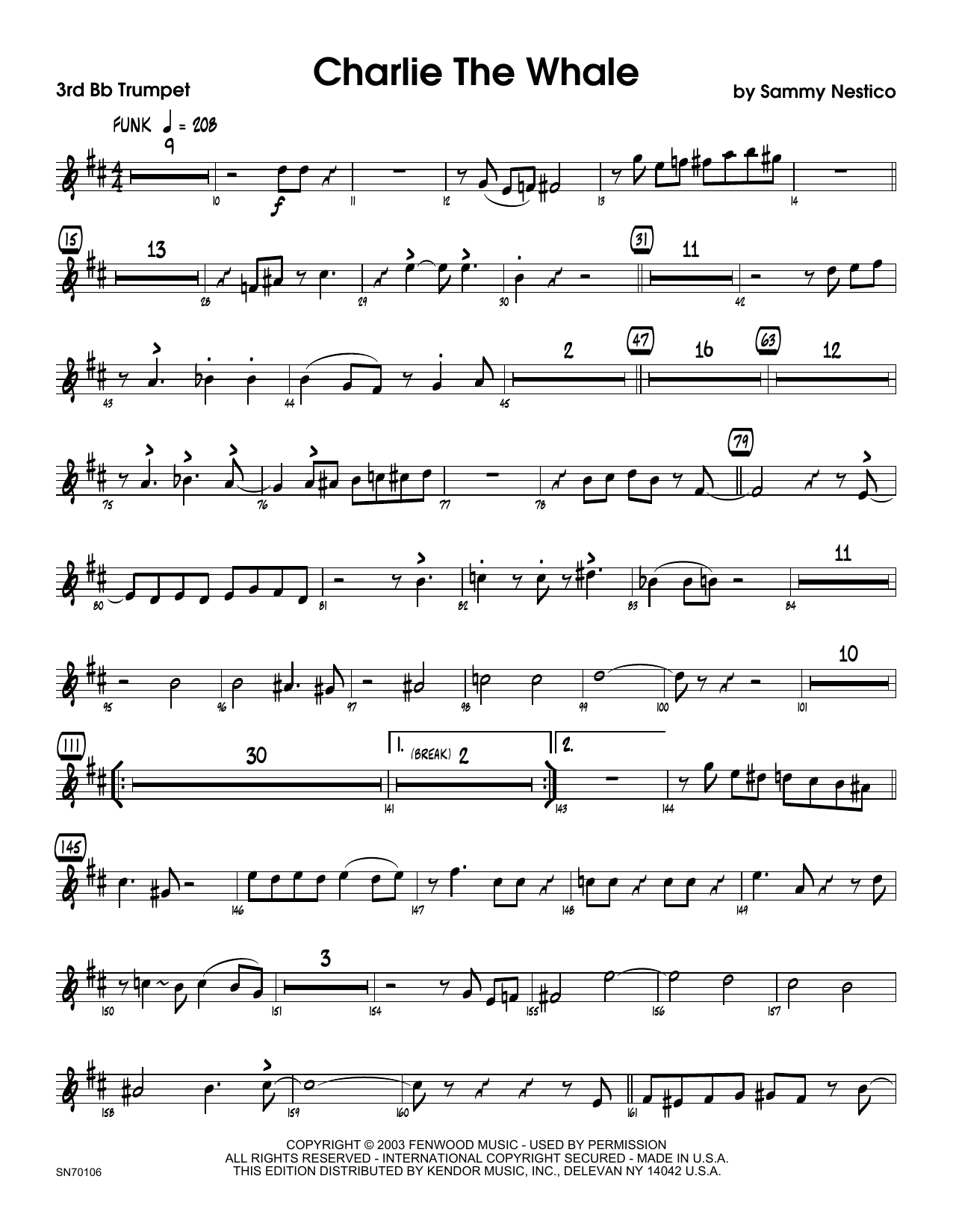 Download Sammy Nestico Charlie The Whale - 3rd Bb Trumpet Sheet Music