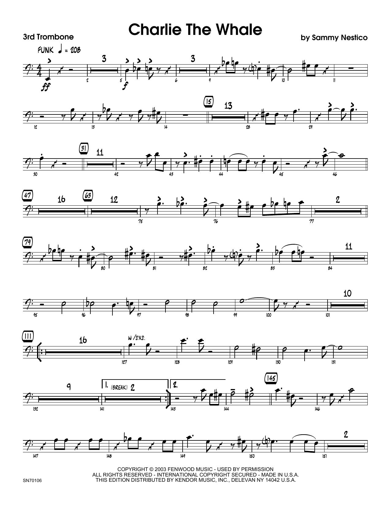 Download Sammy Nestico Charlie The Whale - 3rd Trombone Sheet Music