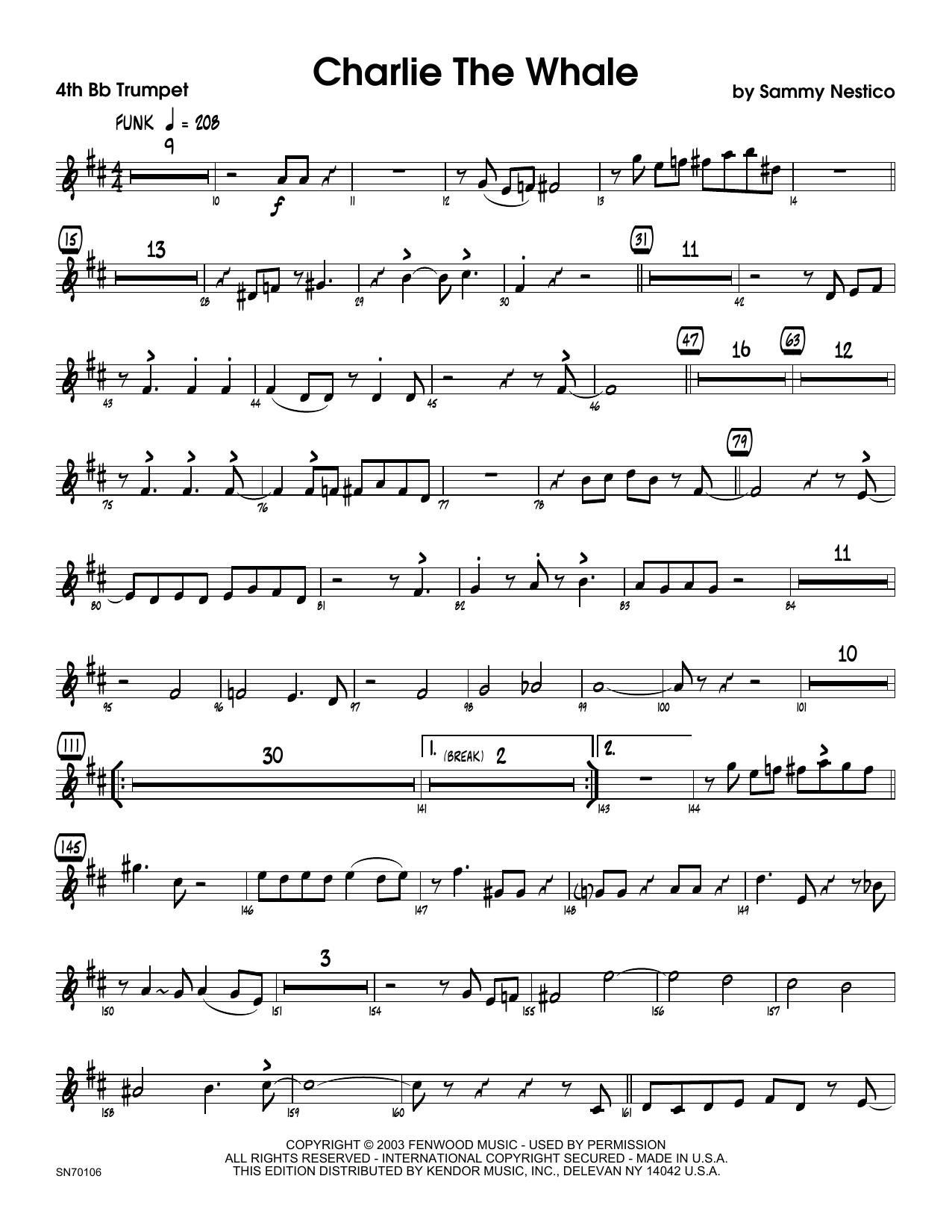 Download Sammy Nestico Charlie The Whale - 4th Bb Trumpet Sheet Music
