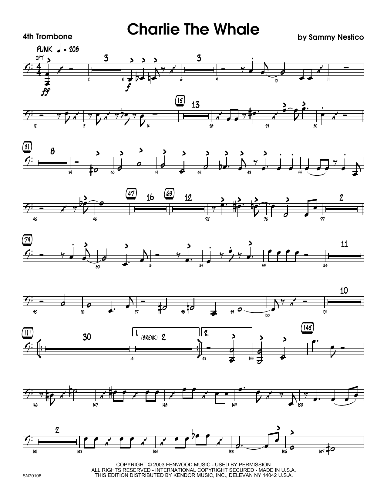 Download Sammy Nestico Charlie The Whale - 4th Trombone Sheet Music