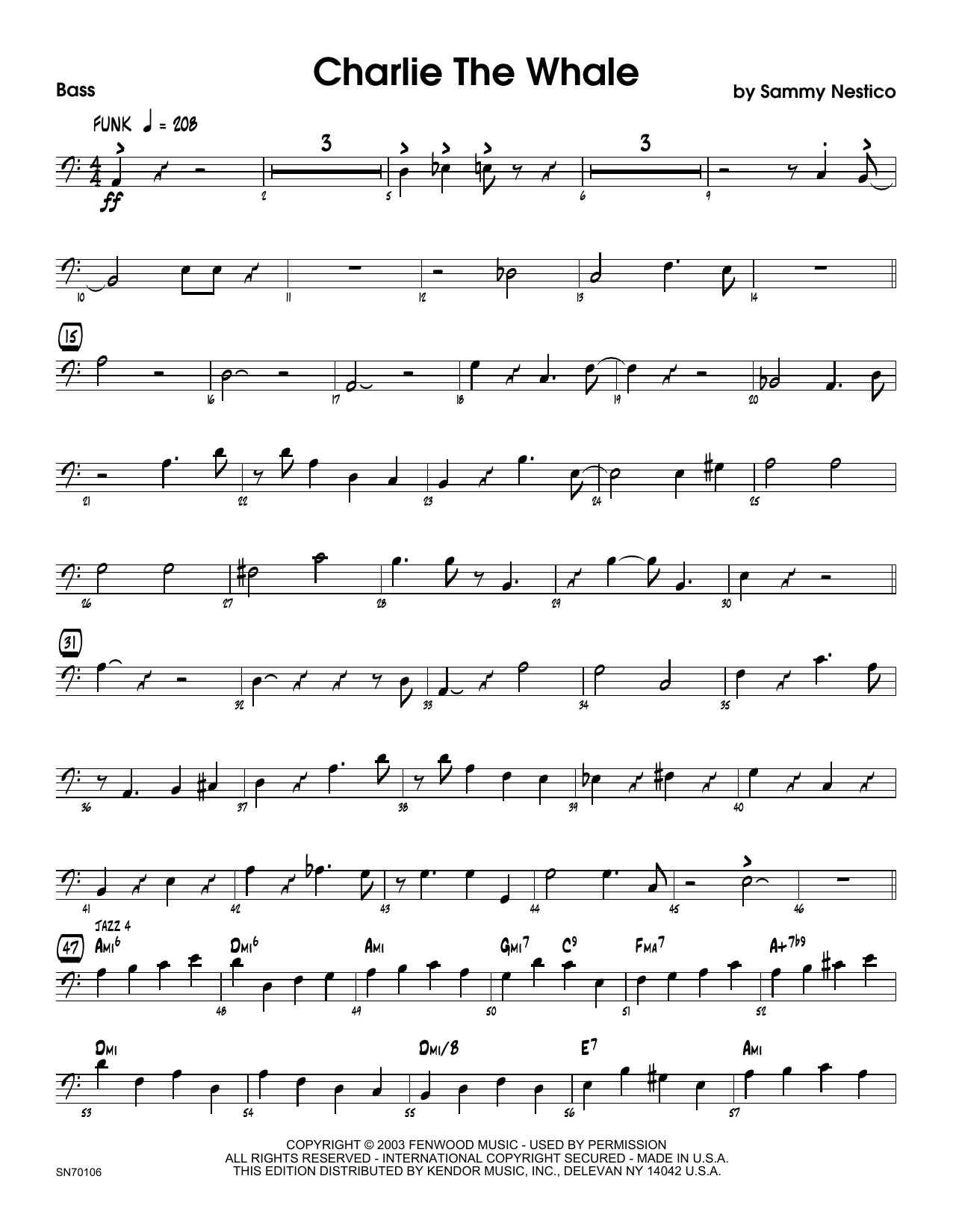 Download Sammy Nestico Charlie The Whale - Bass Sheet Music