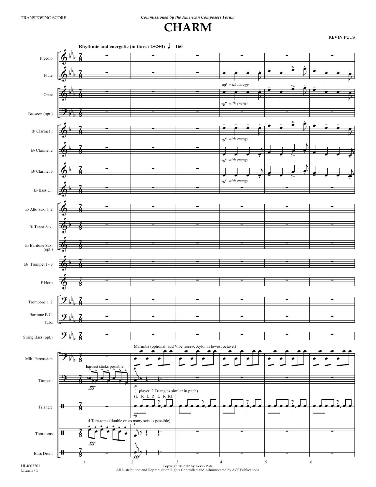 Download Kevin Puts Charm - Conductor Sheet Music