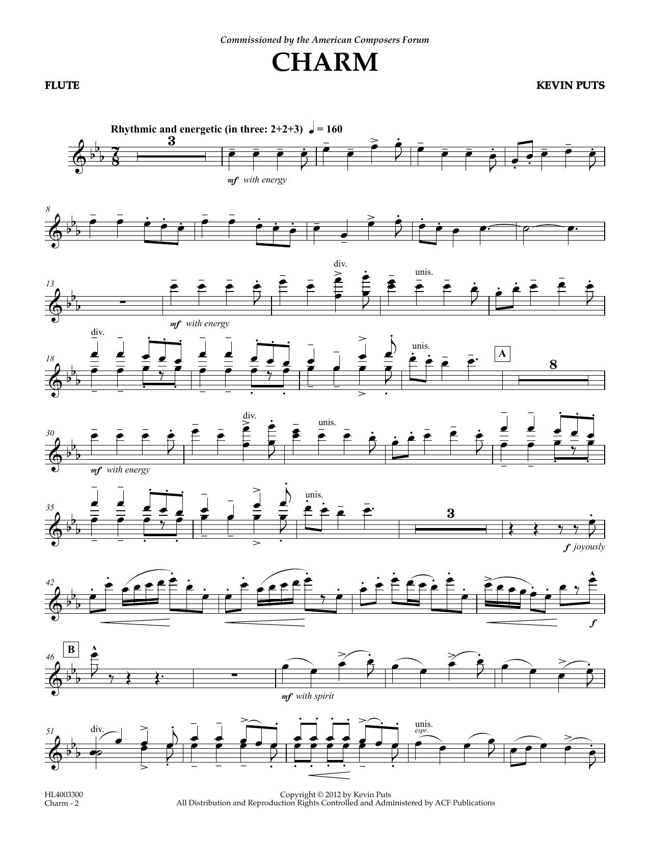 Download Kevin Puts Charm - Flute Sheet Music
